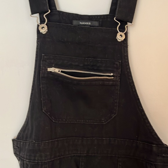 Forever 21 black denim overalls skirt - small - Picture 3 of 8